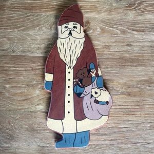 Vintage Christmas Santa Wood Wall Hanging Hand Painted